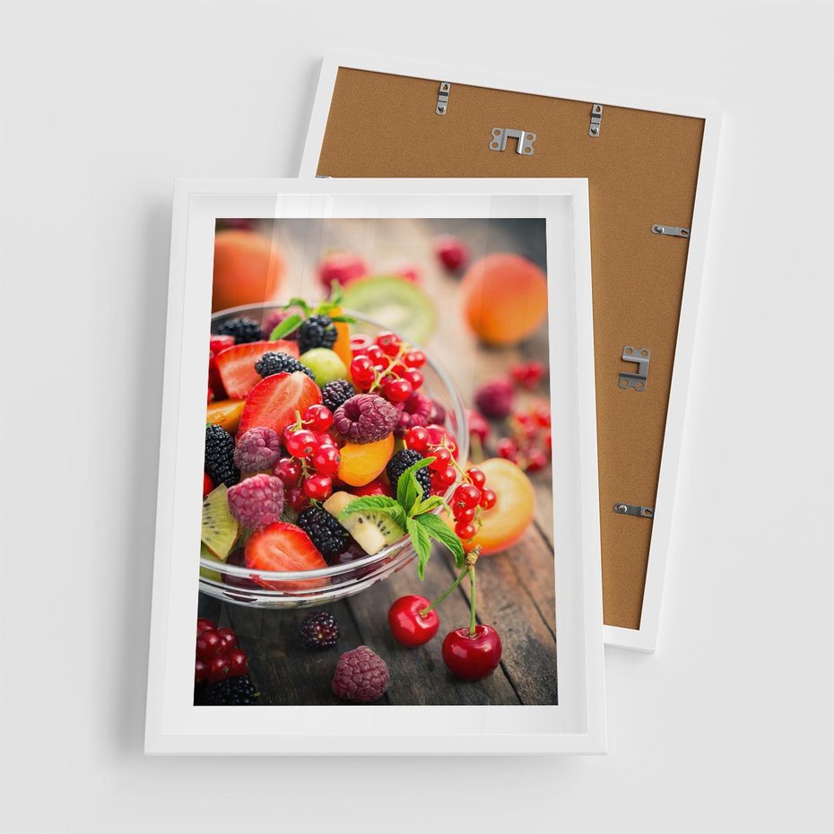 Plakat w ramie 50x70 - Smakowite Porywy - owoce, jedzenie - rama biała