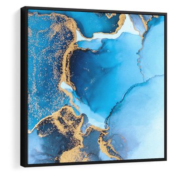 Obraz w ramie 50x50 - Elegancja i Wyrafinowanie - marmur, złoto - rama czarna