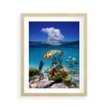 Plakat w ramie 40x50 - Podwodna rafa koralowa: kolorowy oceanowy świat - rafa, koralowa - rama drewno