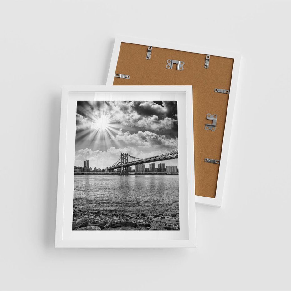 Plakat w ramie 40x50 - Most w Mieście - most, miasto - rama biała