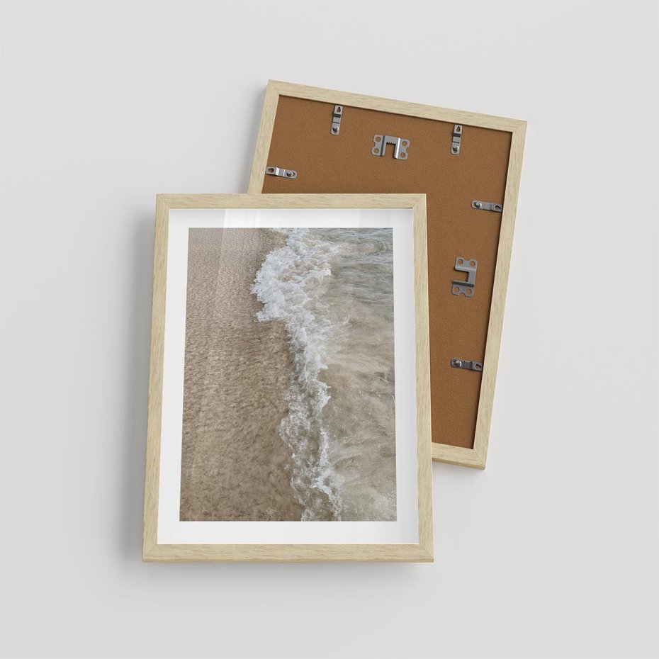 Plakat w ramie 30x40 - Fale Morza na Piasku - plaża, morze - rama drewno