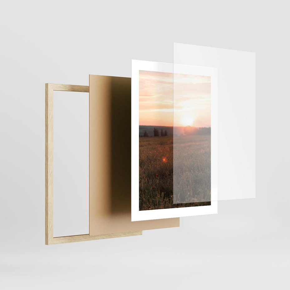 Plakat w ramie 30x40 - Łąka we Wschodzącym Słońcu: Magia Poranka - łąka, krajobraz - rama drewno
