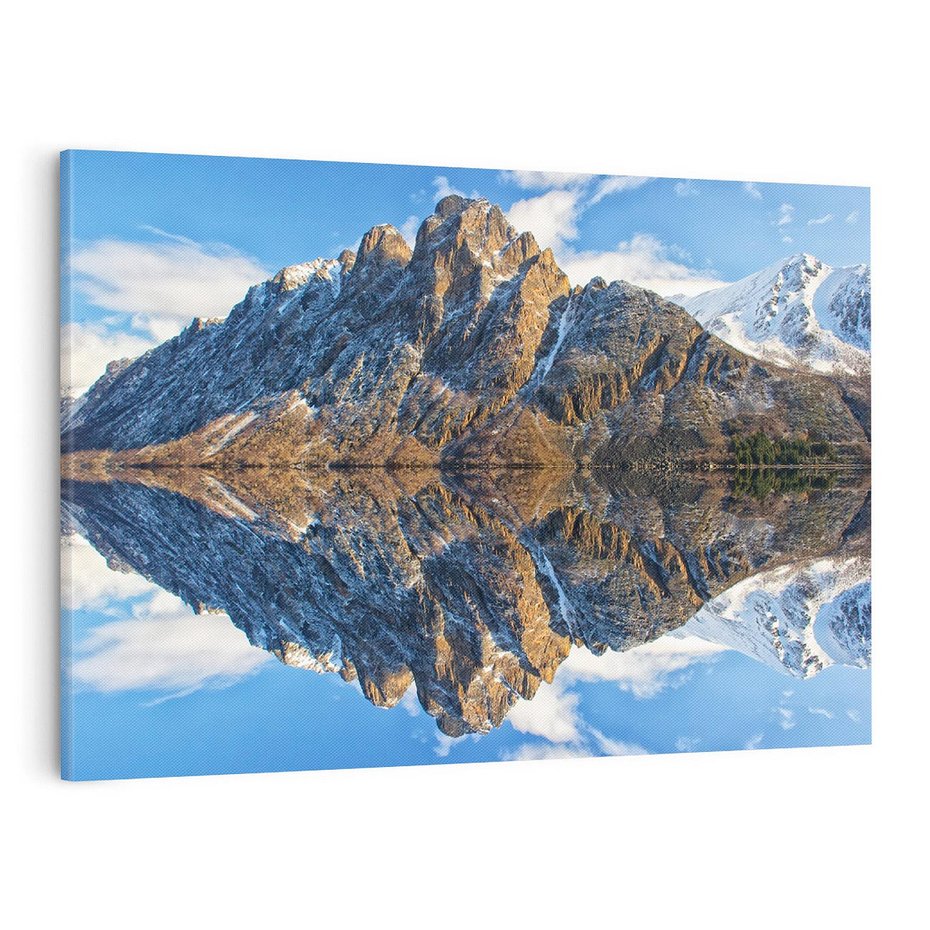 Obraz na płótnie 120x80 - Górskie odbicie jeziora - góry, jezioro