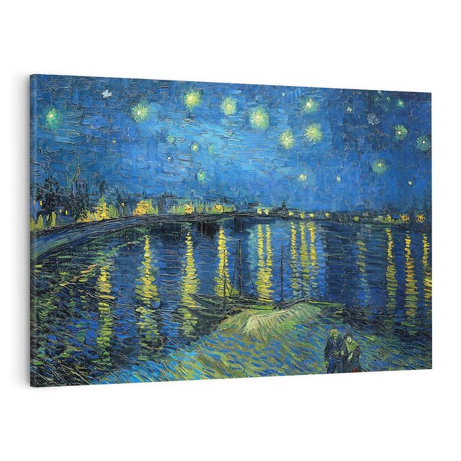 Obraz na płótnie 120x80 - "Starry Night Over the Rhone" (1888) Vincent van Gogh - Reprodukcja - reprodukcja, obraz na płótnie