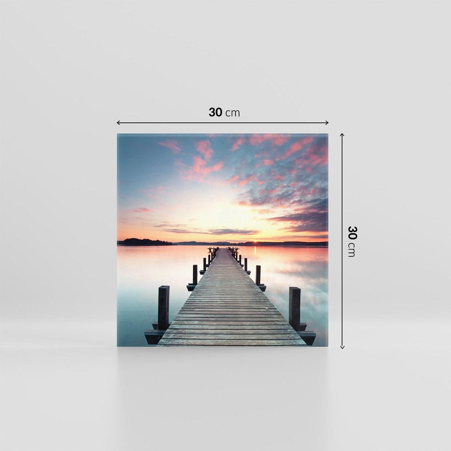 Obraz na płótnie 30x30 - Złote zachody słońca - jezioro, molo