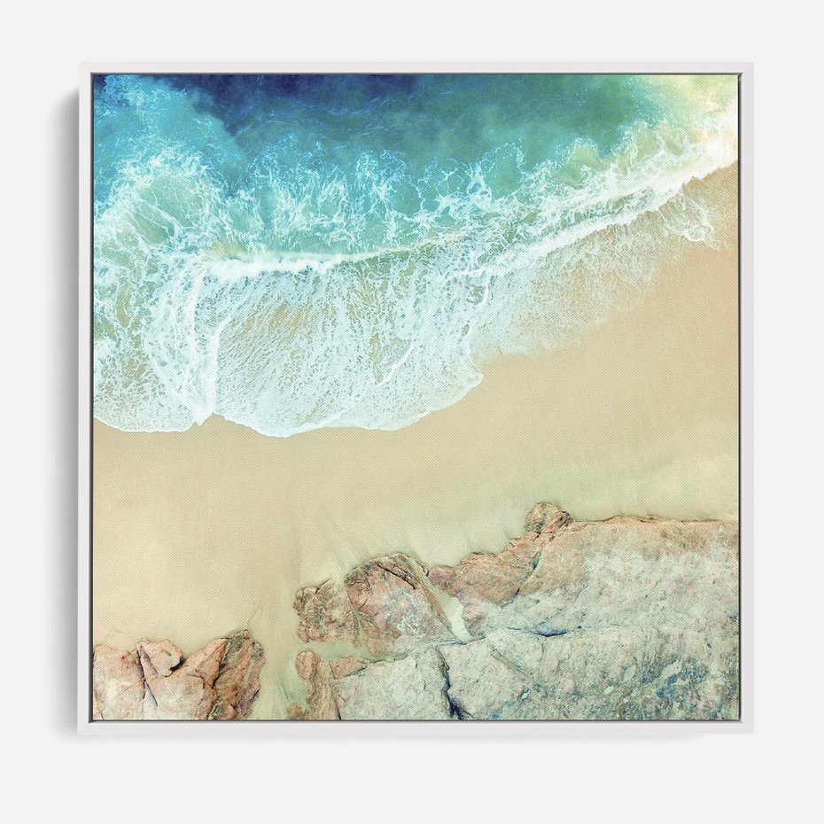 Obraz w ramie 50x50 - Turkusowe Skrzydła - morze, plaża - rama biała