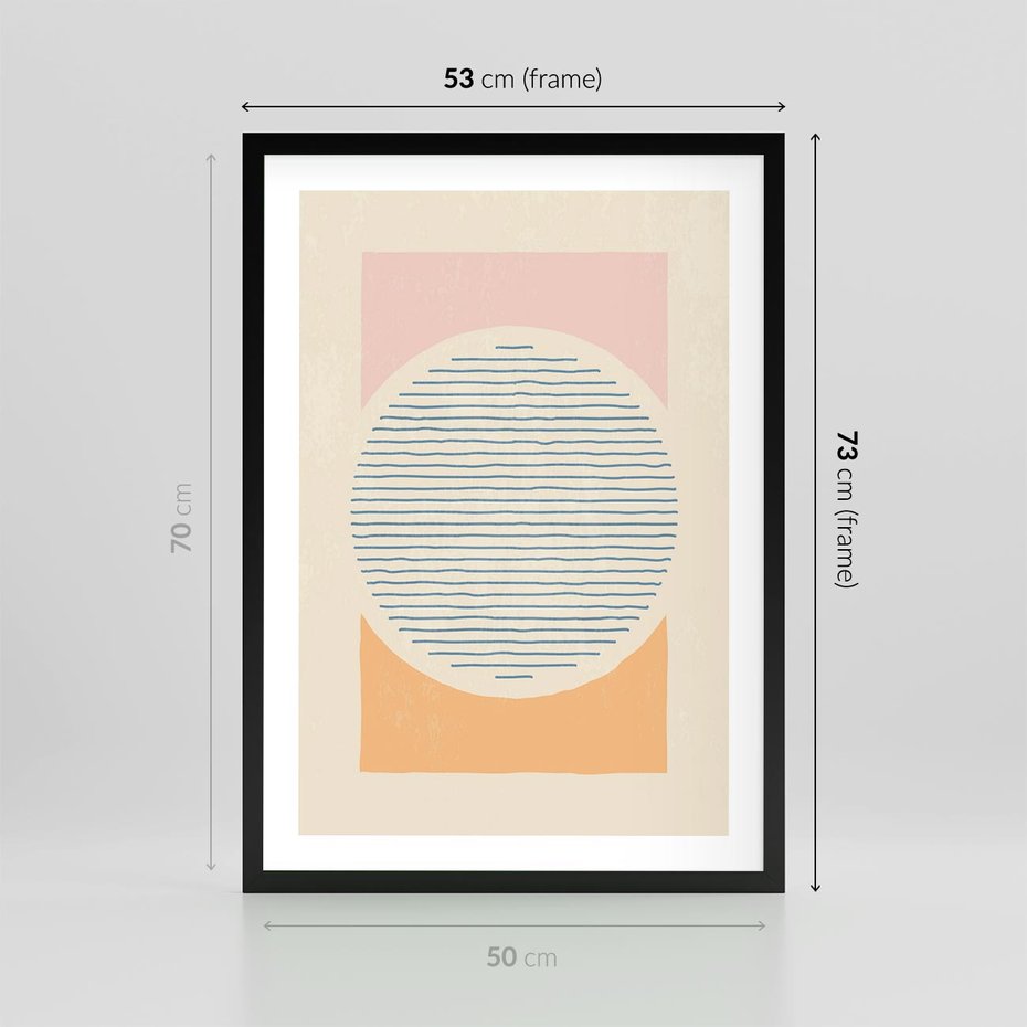 Plakat w ramie 50x70 - Rozbijająca Opowieść - geometryczne kształty, koła - rama czarna