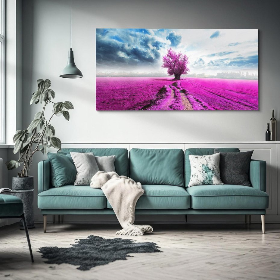 Obraz na płótnie 140x70 - Fioletowa abstrakcja w ruchu - abstrakcja, fiolet