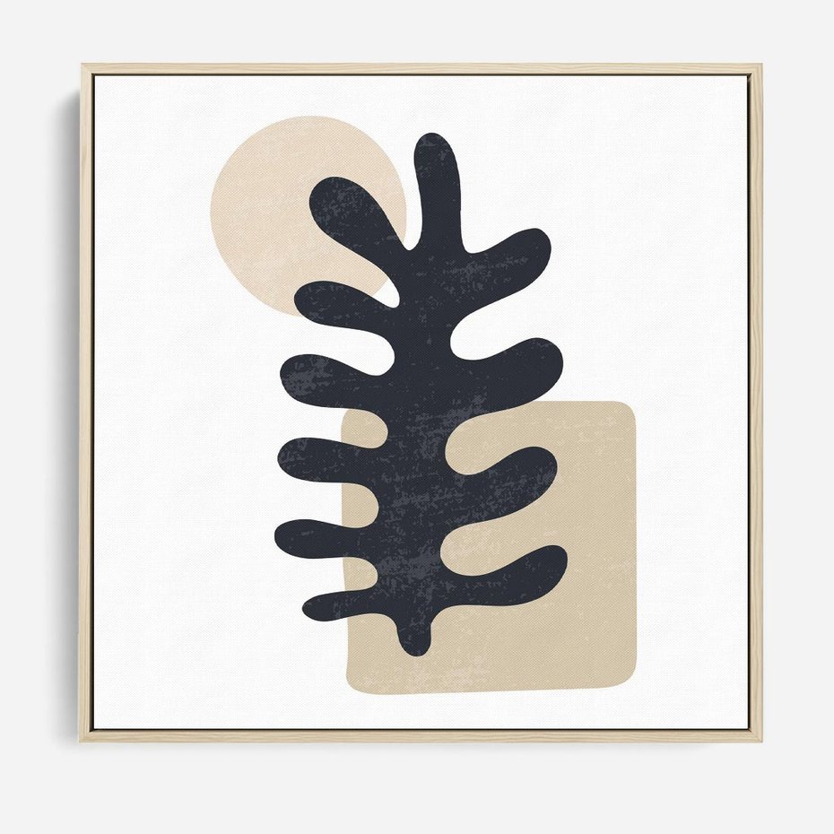 Obraz w ramie 80x80 - Opowieść Przenikających Energii - inspiracja mattise, abstrakcja - rama drewno