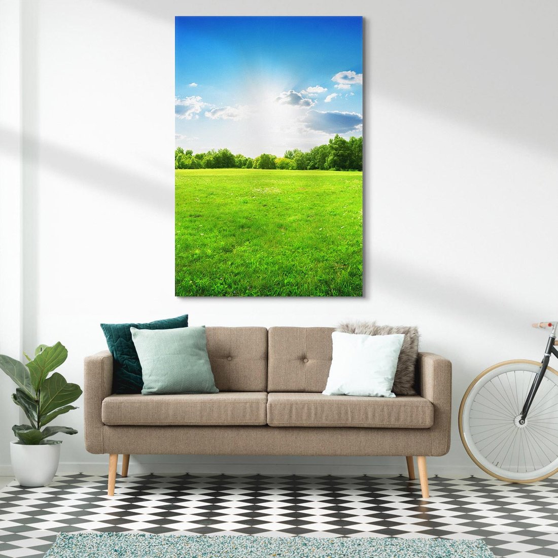 Obraz na płótnie 50x70 - Idylla na łące drzew - łąka, drzewa