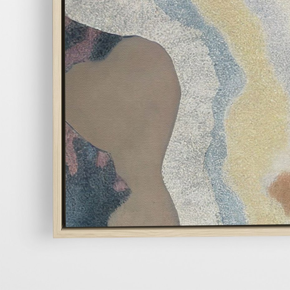 Obraz w ramie 70x100 - Melancholijne oddechy pędzla - abstrakcyjne formy, zgaszone kolory - rama drewno