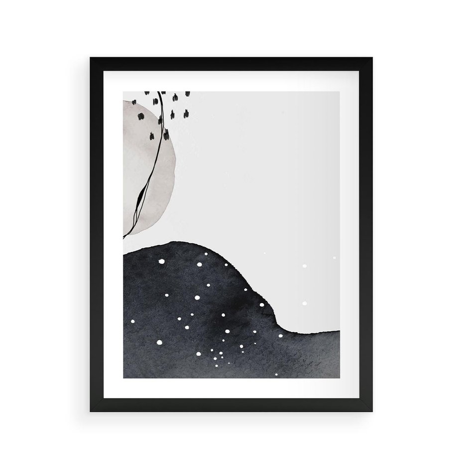 Plakat w ramie 40x50 - Szara Abstrakcja - abstrakcja, akwarela - rama czarna