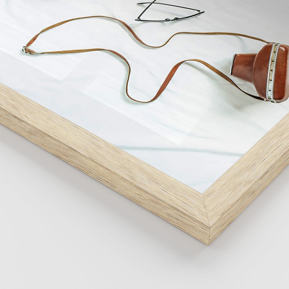 Zestaw obrazy w ramie 40x50 galeria - Kawa, podróż, kapelusz, boho - rama drewno