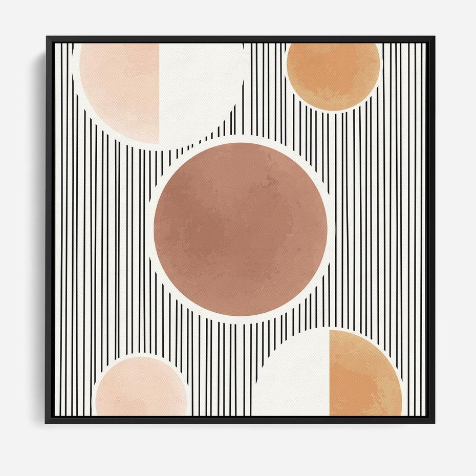 Obraz w ramie 50x50 - Rozplątane Granice - abstrakacyjna nowoczesna sztuka, koła okręgi - rama czarna