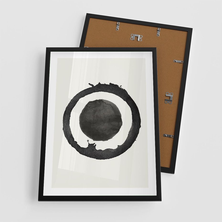 Plakat w ramie 50x70 - Harmonijne Emocje - abstrakcyjne plamy okręgi, akwarelowe - rama czarna