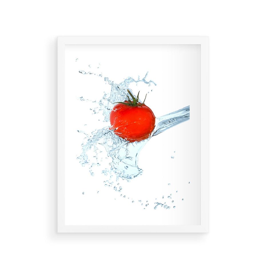 Plakat w ramie 30x40 - Apetyczna KuchniaNowoczesna Ekspresja - pomidor, jedzenie - rama biała