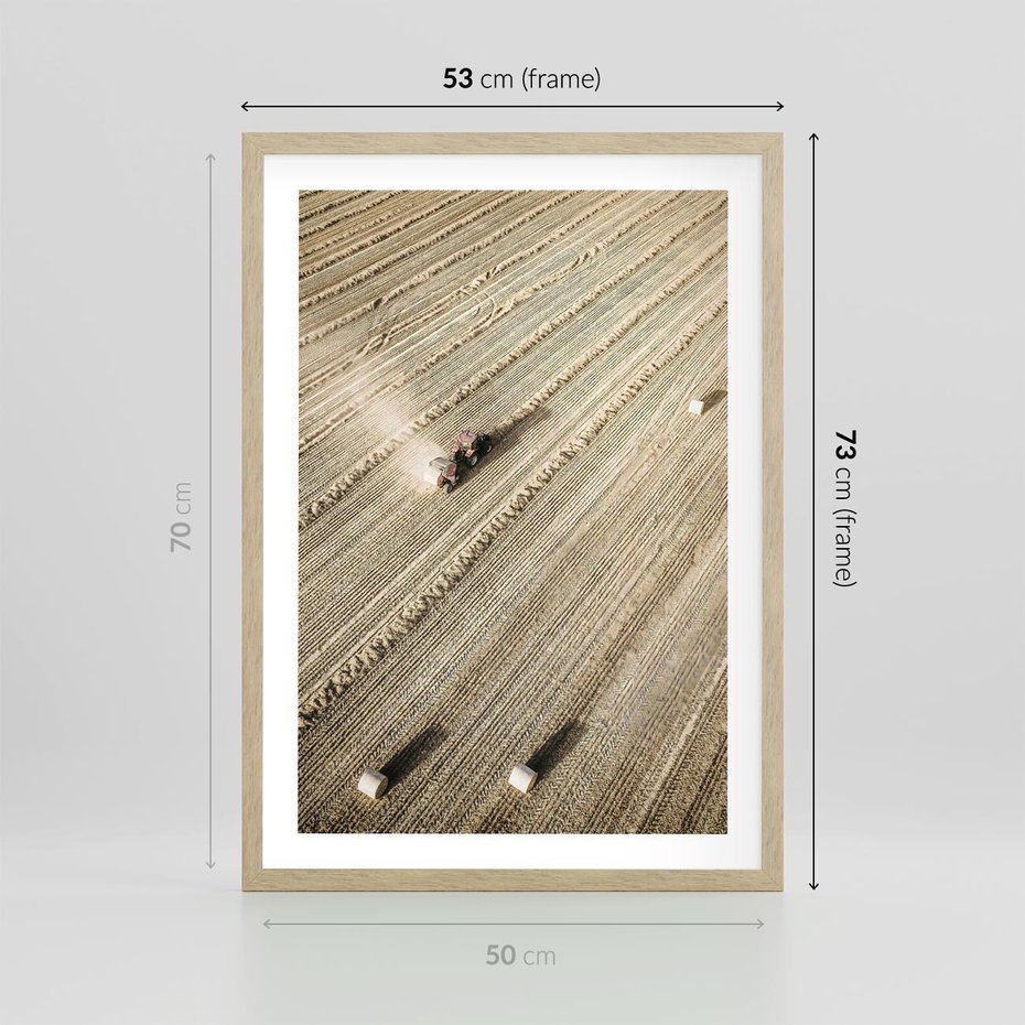 Plakat w ramie 50x70 - Rolnicza Praca - pole, traktor - rama drewno