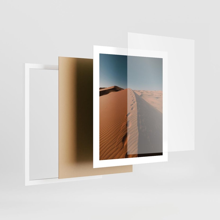 Plakat w ramie 40x50 - Piasek pustyni w ogniu - pustynia, piasek - rama biała