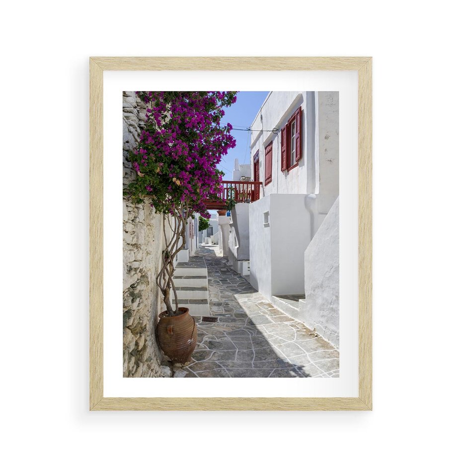 Plakat w ramie 40x50 - Perspektywiczna Uliczka: Miejski Labirynt - uliczka, perspektywa - rama drewno