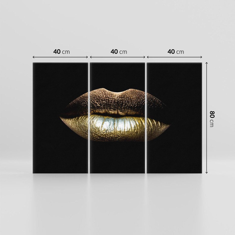 Obraz na płótnie 120x80 - Złote usta pełne tajemnic - usta, złoto