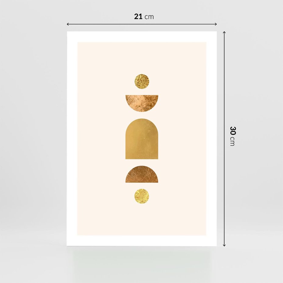 Plakat bez ramy 21x30 - Abstrakcyjne Wzory - geometryczne złote kształty, tekstura