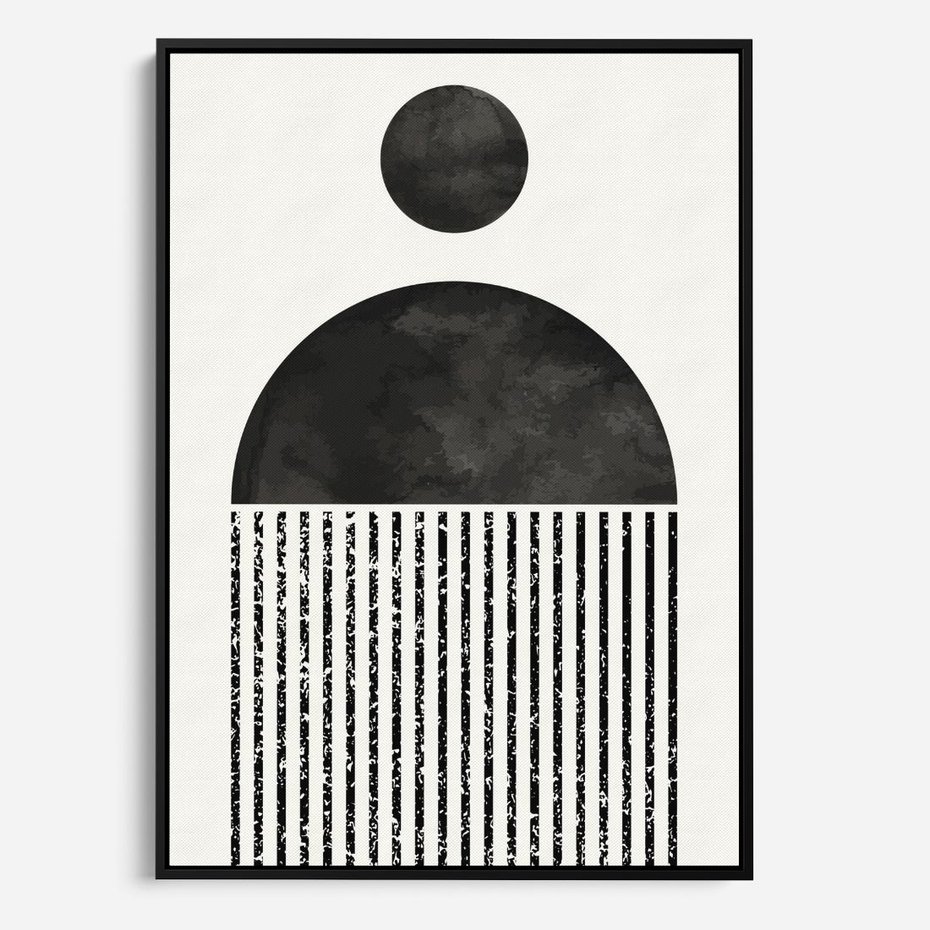 Obraz w ramie 50x70 - Księga Wibracji - abstrakcyjne czarno białe formy, minmalizm - rama czarna