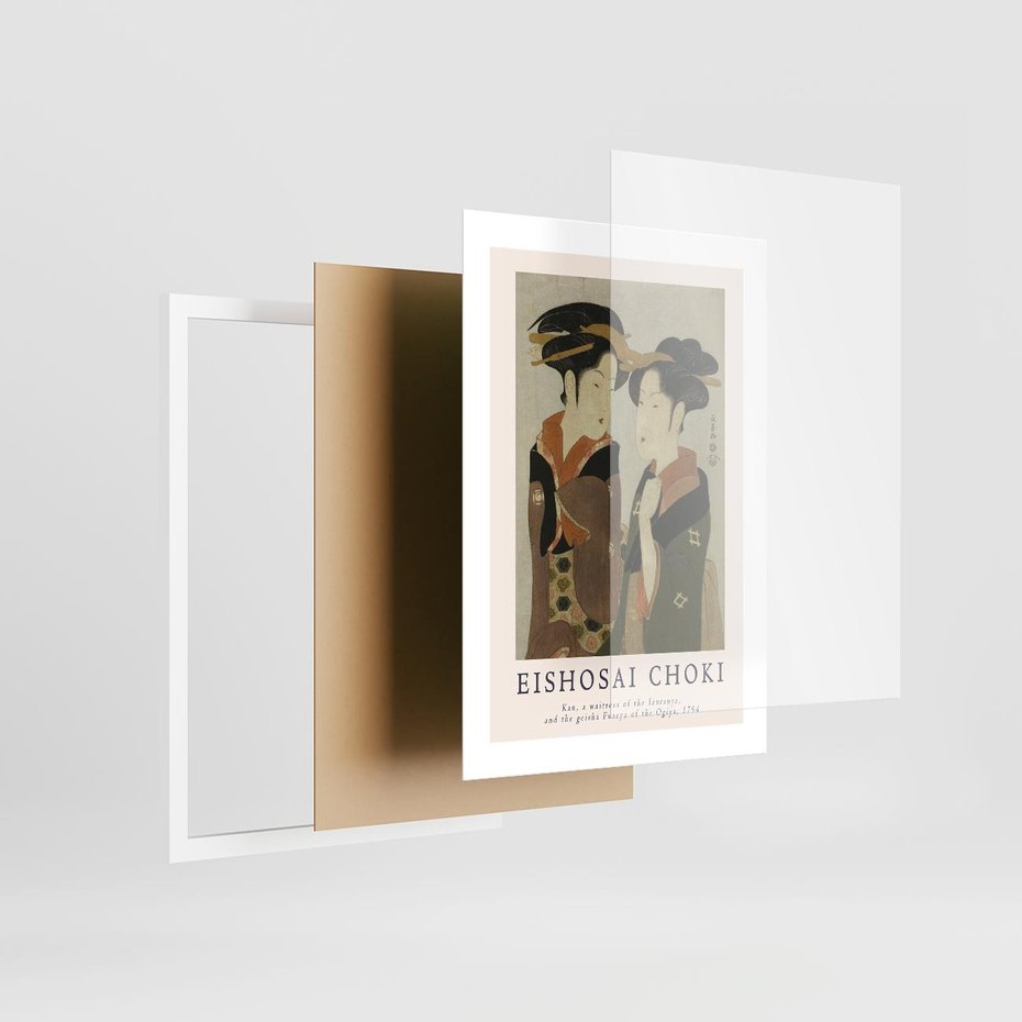 Plakat w ramie 30x40 - Reprodukcja Japońskiej Grafiki - eishosai choki, reprodukcja grafiki - rama biała