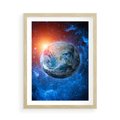 Plakat w ramie 50x70 - Planeta w nieskończoności - ziemia, kosmos - rama drewno