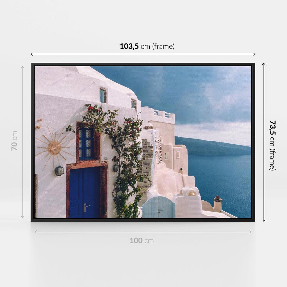 Obraz w ramie 100x70 - Urok Greckiej Wyspy - Santorini, Grecja - rama czarna