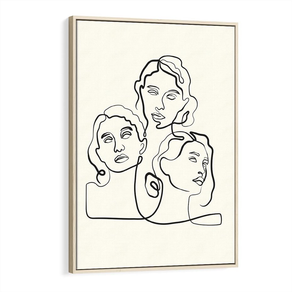Obraz w ramie 70x100 - Trzy Kobiety - 3 kobiety, antyczny posag - rama drewno
