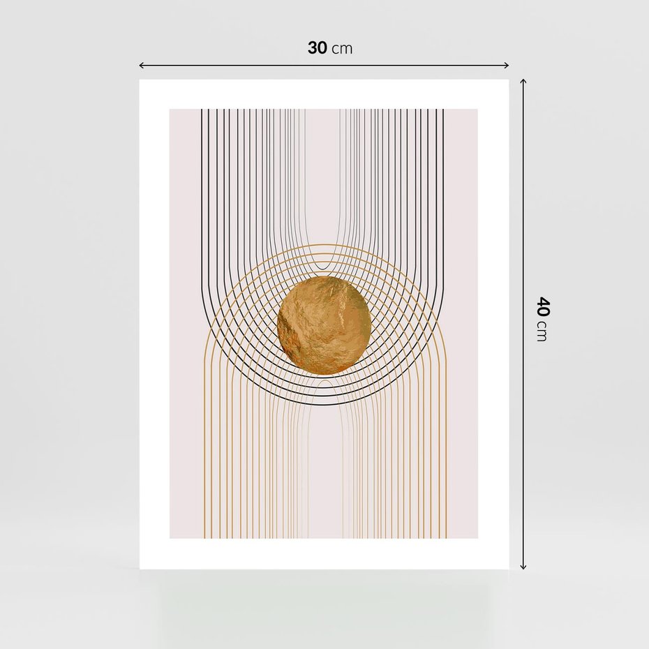 Plakat bez ramy 30x40 - Złota Geometria - styl modern, złoto