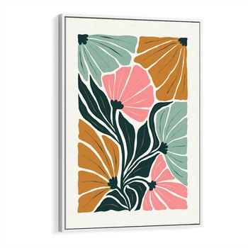 Obraz w ramie 80x120 - Rozplątane Myśli - abstrakcyjna kompozycja, pastelowe kwiaty - rama biała