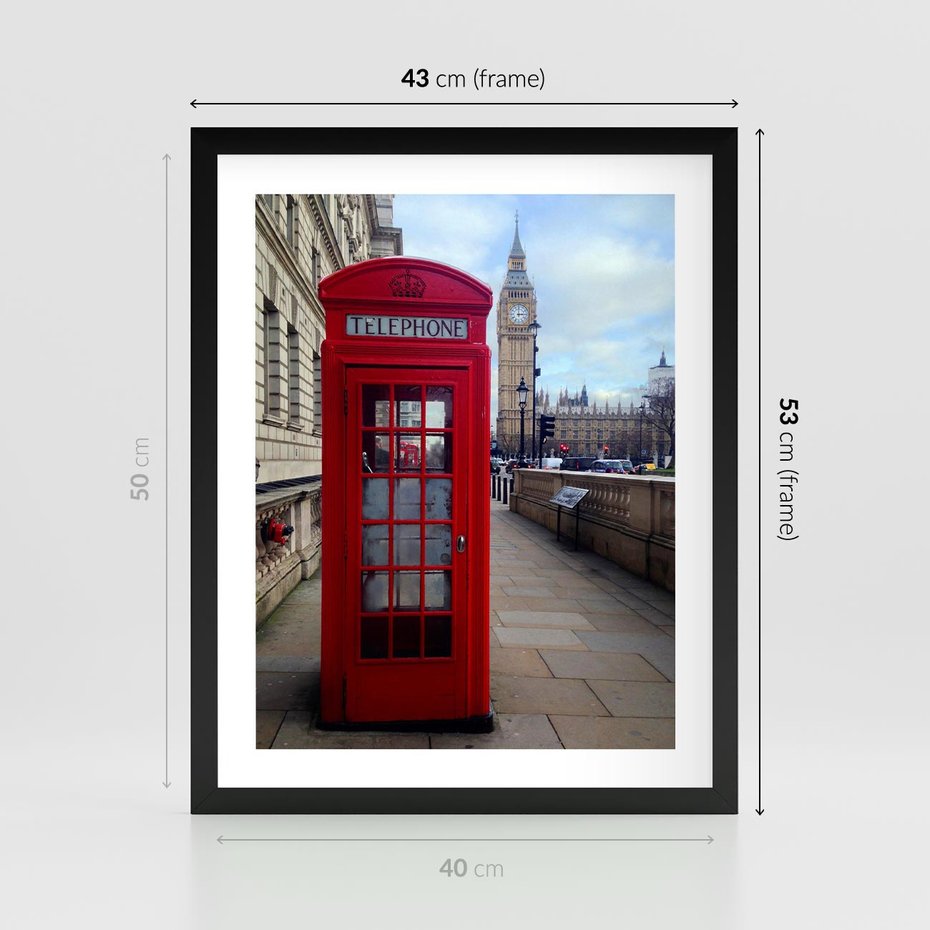 Plakat w ramie 40x50 - Londyńska budka telefoniczna - budka, telefoniczna - rama czarna