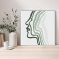 Obraz w ramie 80x80 - Zielony Profil - abstrakcja, zielony portret z profilu - rama biała