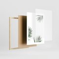 Plakat w ramie 30x40 - Liście Palmy na Czystym Tle - liście palmy, białe tło - rama drewno