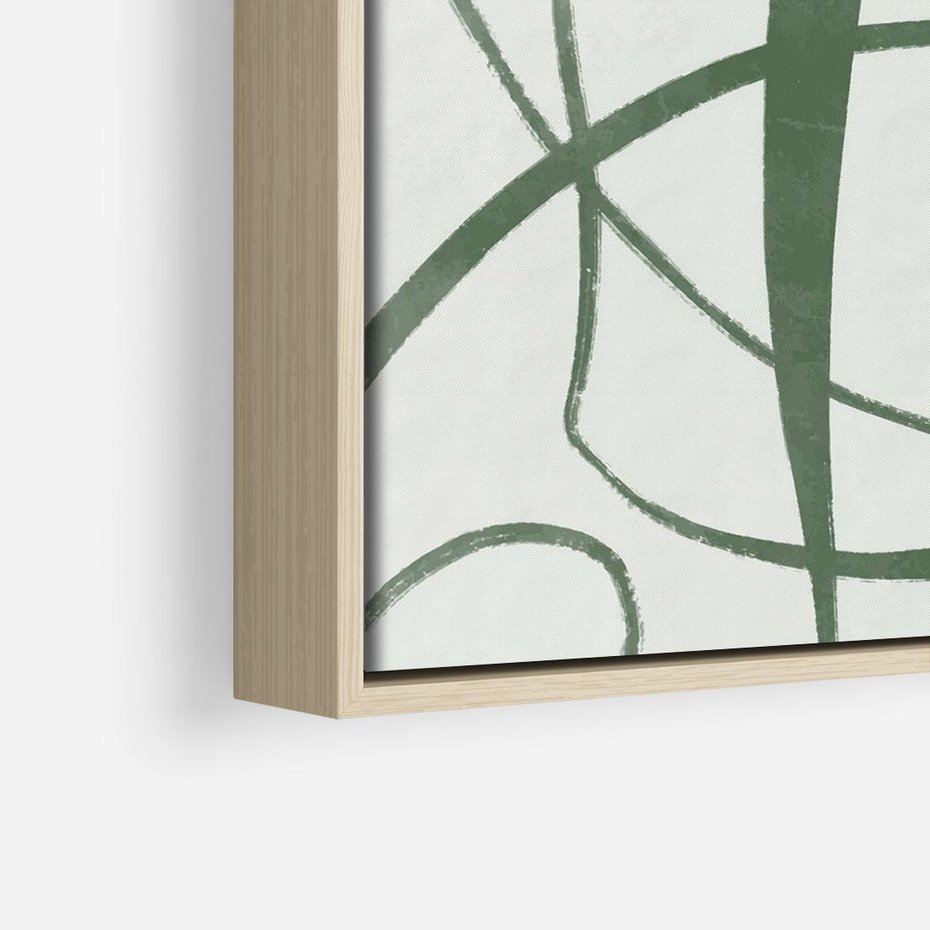 Obraz w ramie 80x80 - Zielony Spokój - zielona abstrakcja, spokojny plakat - rama drewno