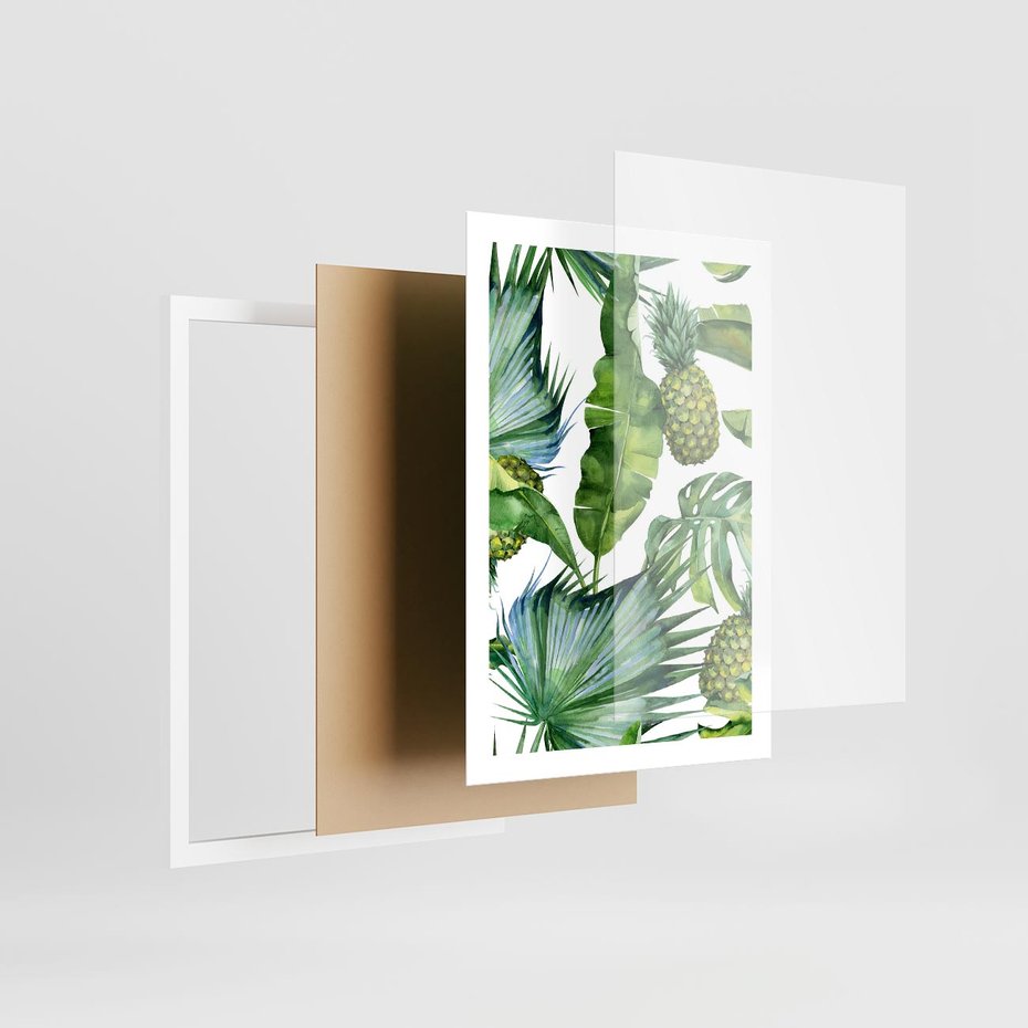 Plakat w ramie 50x70 - Oaza Natury - liście, tropikalne - rama biała