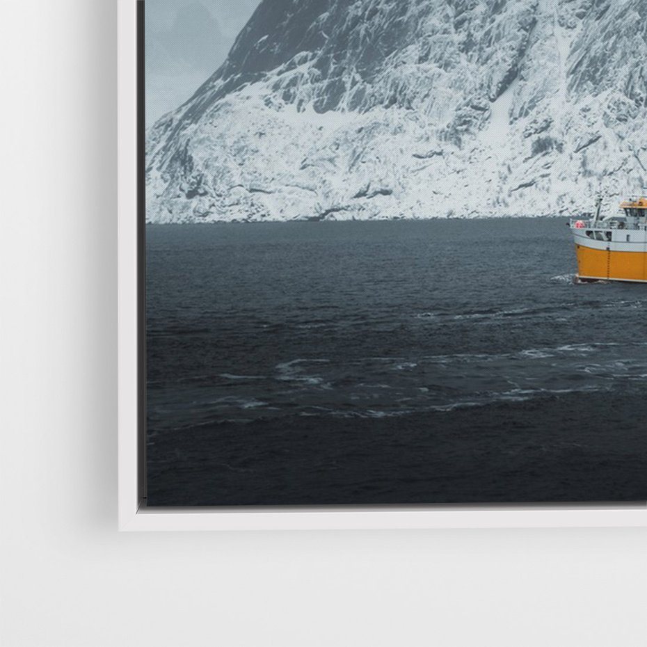 Obraz w ramie 50x70 - Skandynawski pejzaż - skadynawski, pejzaż - rama biała