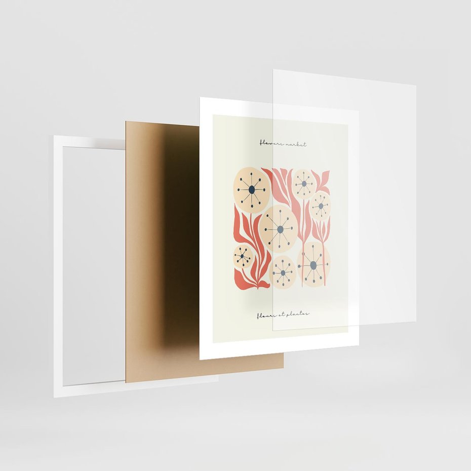 Plakat w ramie 40x50 - Dmuchawce w Abstrakcji - dmuchawce, abstrakcja - rama biała