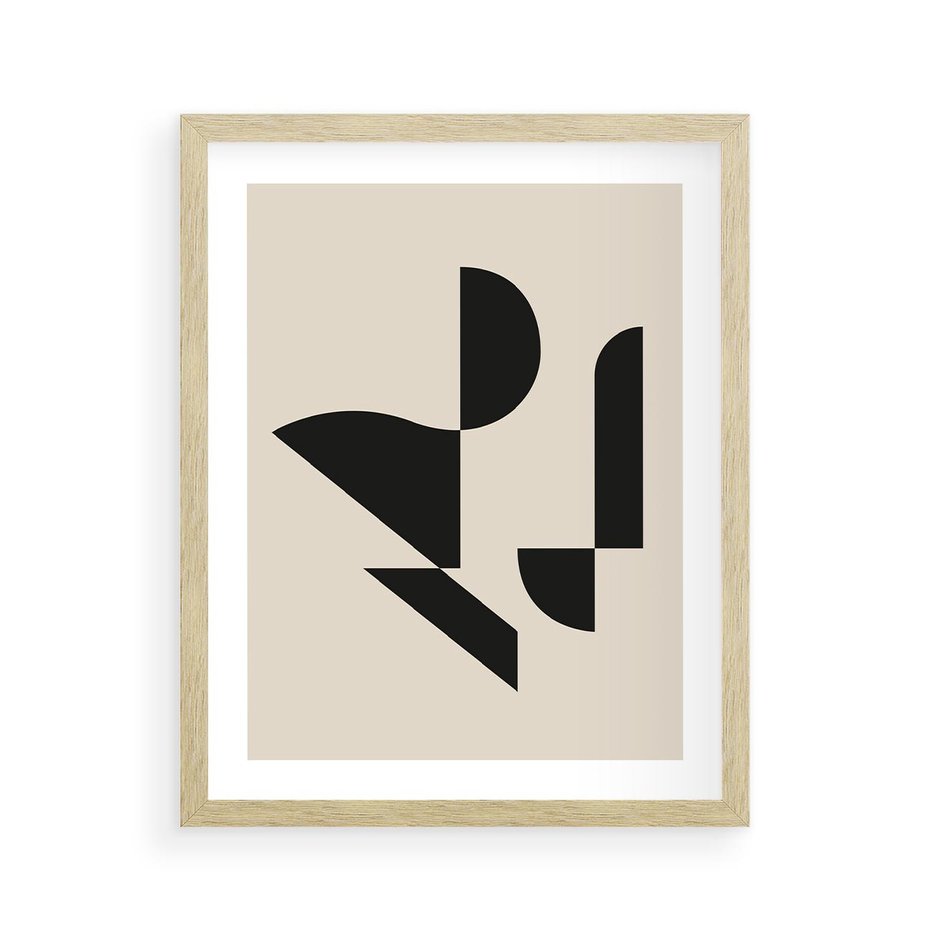 Plakat w ramie 40x50 - Rozkwitająca Abstrakcja - abstrakcyjne geometryczne kształty, minimalizm - rama drewno