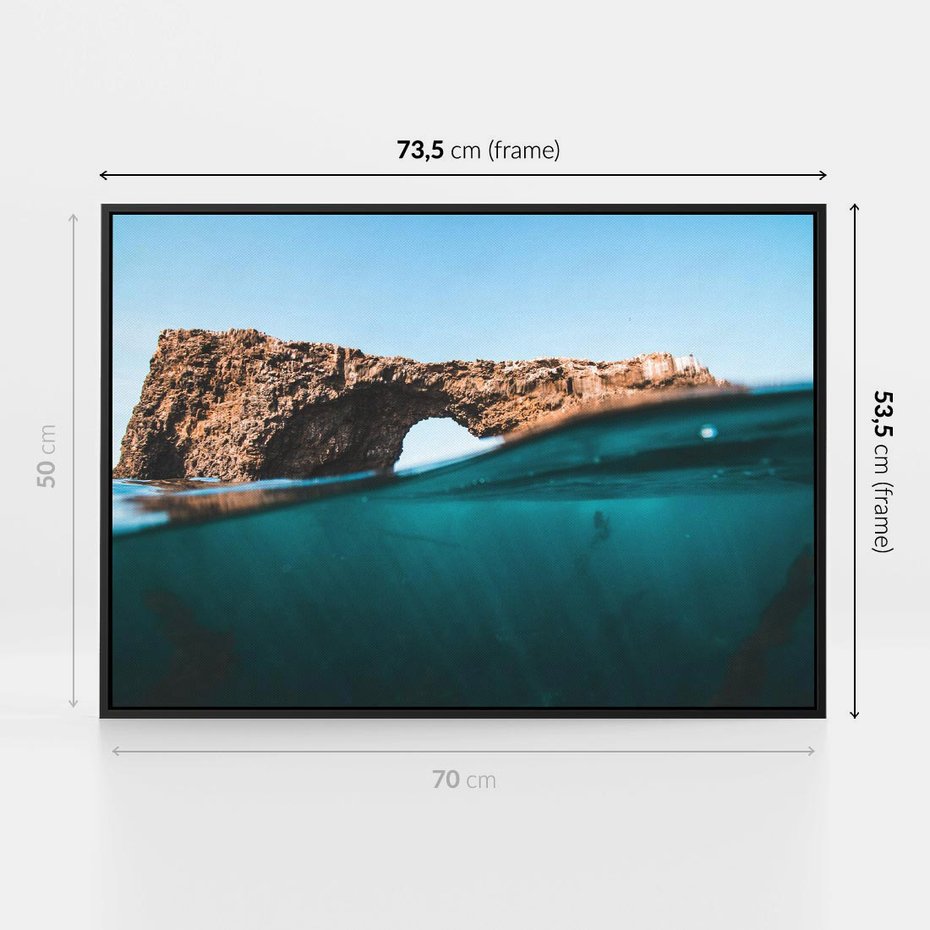 Obraz w ramie 70x50 - Tajemnicza Podwodna Kraina - fotografia, podwodna jaskinia - rama czarna