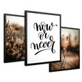 Zestaw obrazy w ramie 50x70 galeria - Boho, cytat, motywacja, trawy - rama czarna