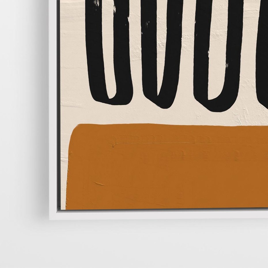 Obraz w ramie 80x80 - Boho Impulsy Kreatywności - abstrakcyjny plakat, brąz - rama biała