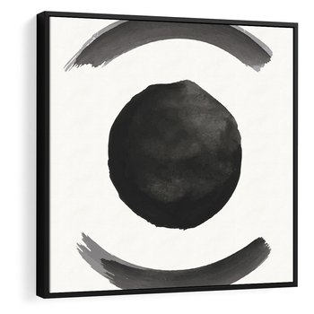 Obraz w ramie 50x50 - Bezczasowe Echo - abstrakcyjne plamy okręgi, akwarelowe - rama czarna