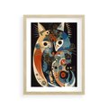 Plakat w ramie 30x40 - Księga Surrealnych Wymiarów - abstrakcyjny obraz olejny, kot - rama drewno