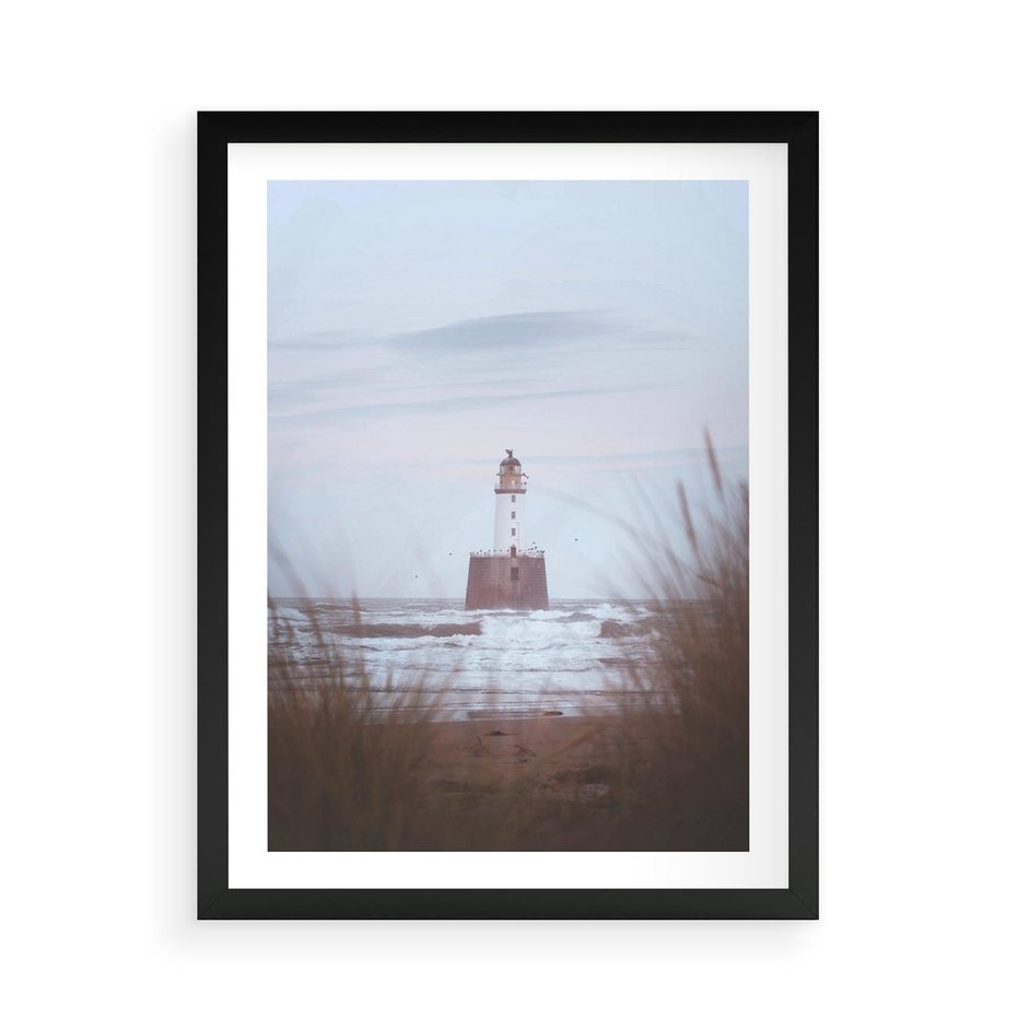 Plakat w ramie 50x70 - Magiczna Aura - latarnia, mgła - rama czarna