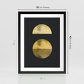 Plakat w ramie 30x40 - Migotliwe Przeniknięcia - złote koła, czarne tło - rama czarna