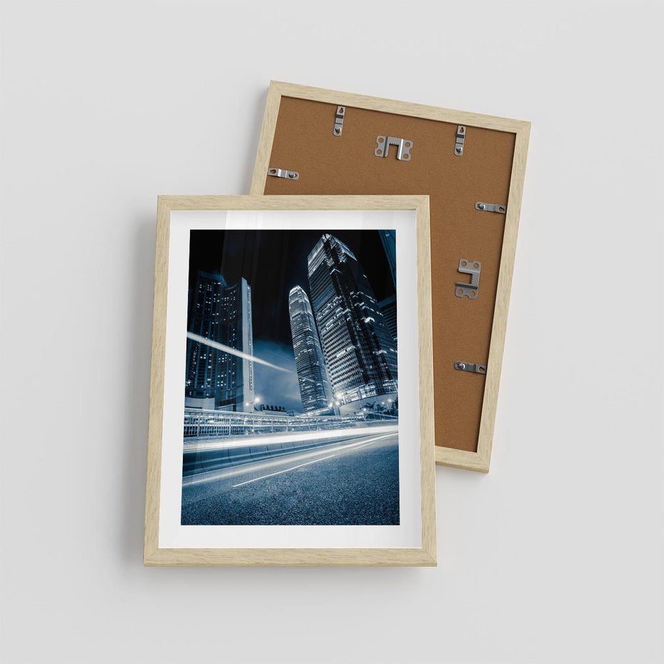 Plakat w ramie 30x40 - Nocne pejzaże miasta - miasto, nocą - rama drewno