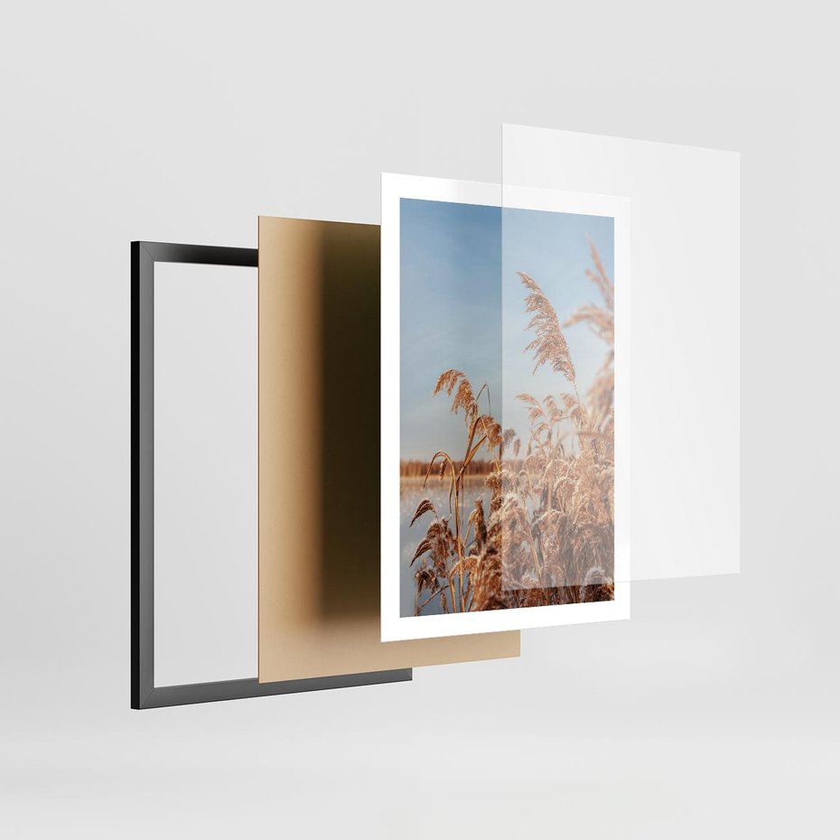 Plakat w ramie 50x70 - Wyraz Stylu - trawy, boho - rama czarna