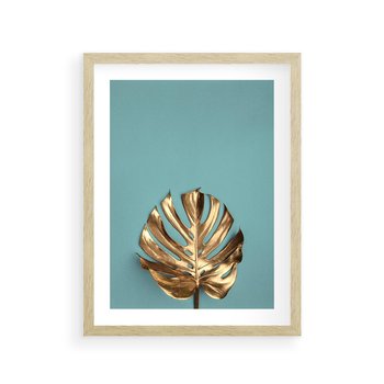Plakat w ramie 30x40 - Piękno Natury - złote, liście - rama drewno